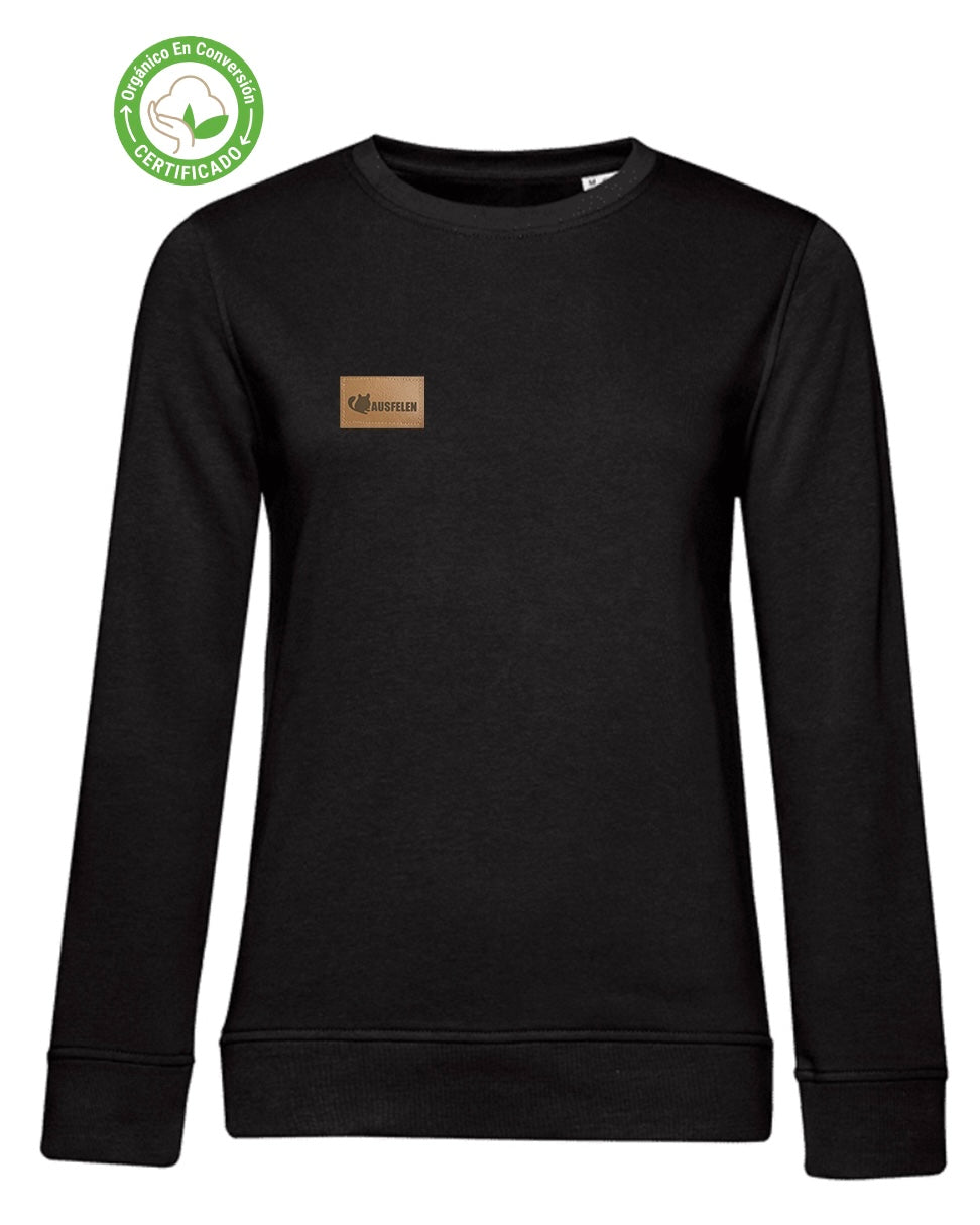 Polerón Eco Ausfelen Mujer Negro Crew Neck
